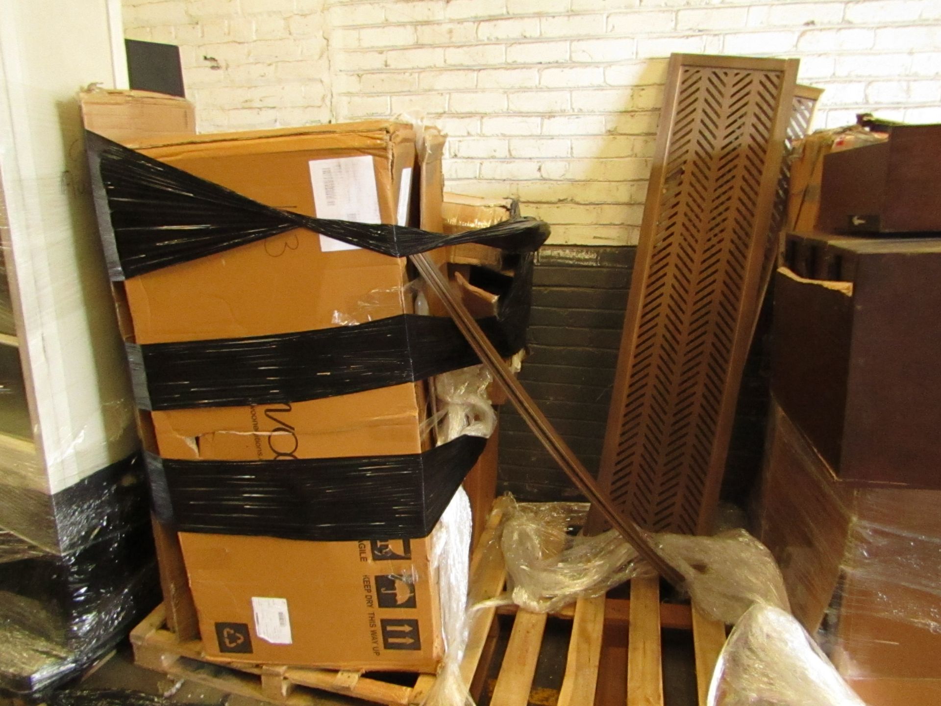| 7X | PALLETS OF SWOON SALVAGE FURNITURE, TYPICAL ITEMS INCLUDE SIDE BOARDS AND MEDIA UNITS TO SIDE - Image 6 of 7