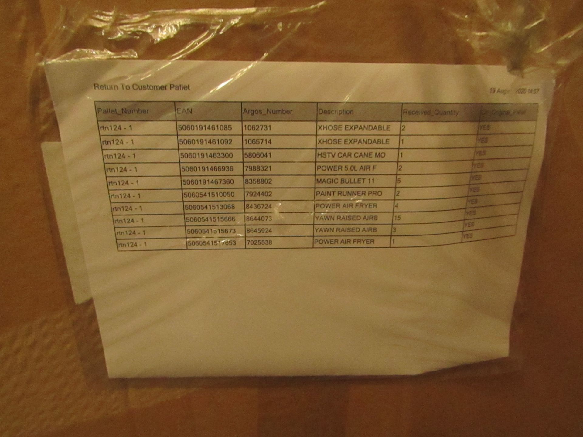 | 1X | PALLET OF RAW CUSTOMER RETURNS ELECTRICAL / NON ELECTRICAL | PLEASE NOTE, MANIFEST SHOWN ON