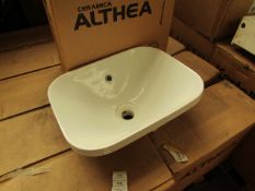 Althea Ceramic 45cm built in basin, new and boxed
