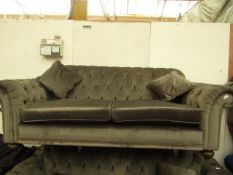 Chesterfield style 3 seater sofa, no major damage.