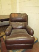 Costco Brown leather swivel reclining armchair, needs a patch recolouring on the head rest.