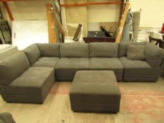Dark grey M Star 6 piece sectional sofa, could do with a clean but overall appears to be in good