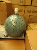| 1X | COX & COX  LARGE GLAZED BLUE DOTS TABLE LAMP BASE RRP £195 (REQUIRES SHADE)  | LOOKS UNUSED
