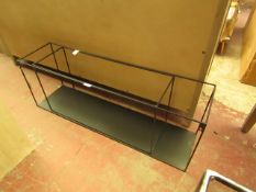 | 2 X | BLACK METAL INDUSTRIAL SHELVES 100  X 35  X 25 CM & 70 X 23 X 33 CM | LOOKS UNUSED |