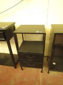 | 1X | COX & COX  BLACK TWO DRAWER BEDSIDE CABINET 76 X 42 X 36 CM | RRP £295 | LOOKS UNUSED NO