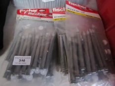 9x Fischer - Frame Fixing 8 x 100 (Packs of 16) - New & Packaged.