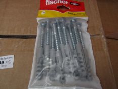 5x Fischer - Coach Screw 8 x 70 (Packs of 10) - New & Packaged.