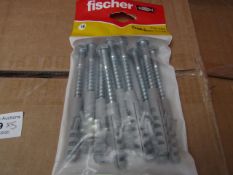 5x Fischer - Coach Screw 8 x 70 (Packs of 10) - New & Packaged.