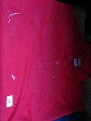 Box of approx 24 Uneek Red Polo Shirts, unused, mixed sizes which include 4XL