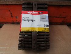 5x Fischer - Brown Plastic Wall Plugs (Packs of 300) - New & Packaged.