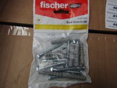 5x Fischer - Coach Screws 6 x 50 (Packs of 10) - New & Packaged.