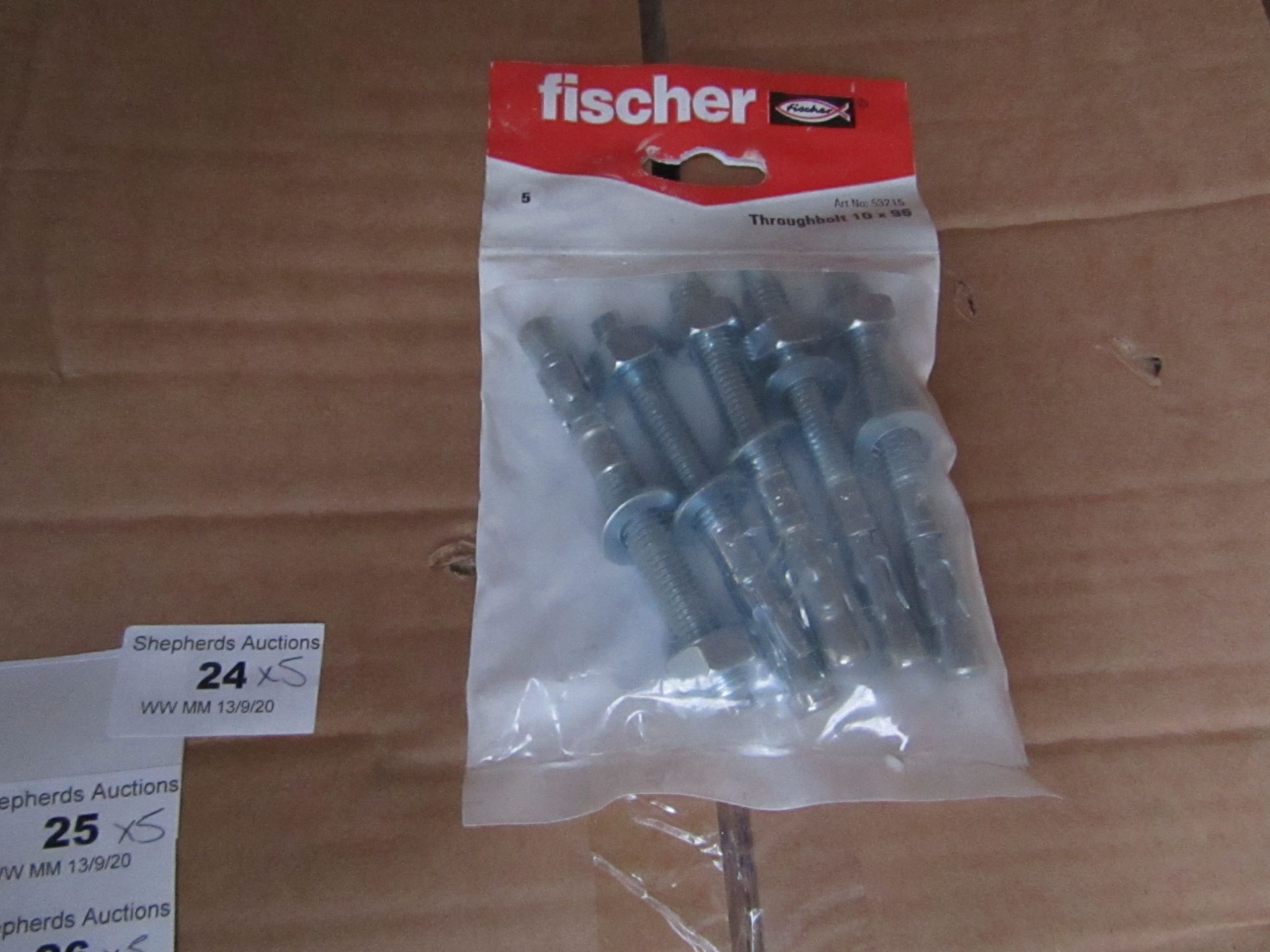 5x Fischer - Throughbolt 10 x 96 (Packs of 5) - New & Packaged.