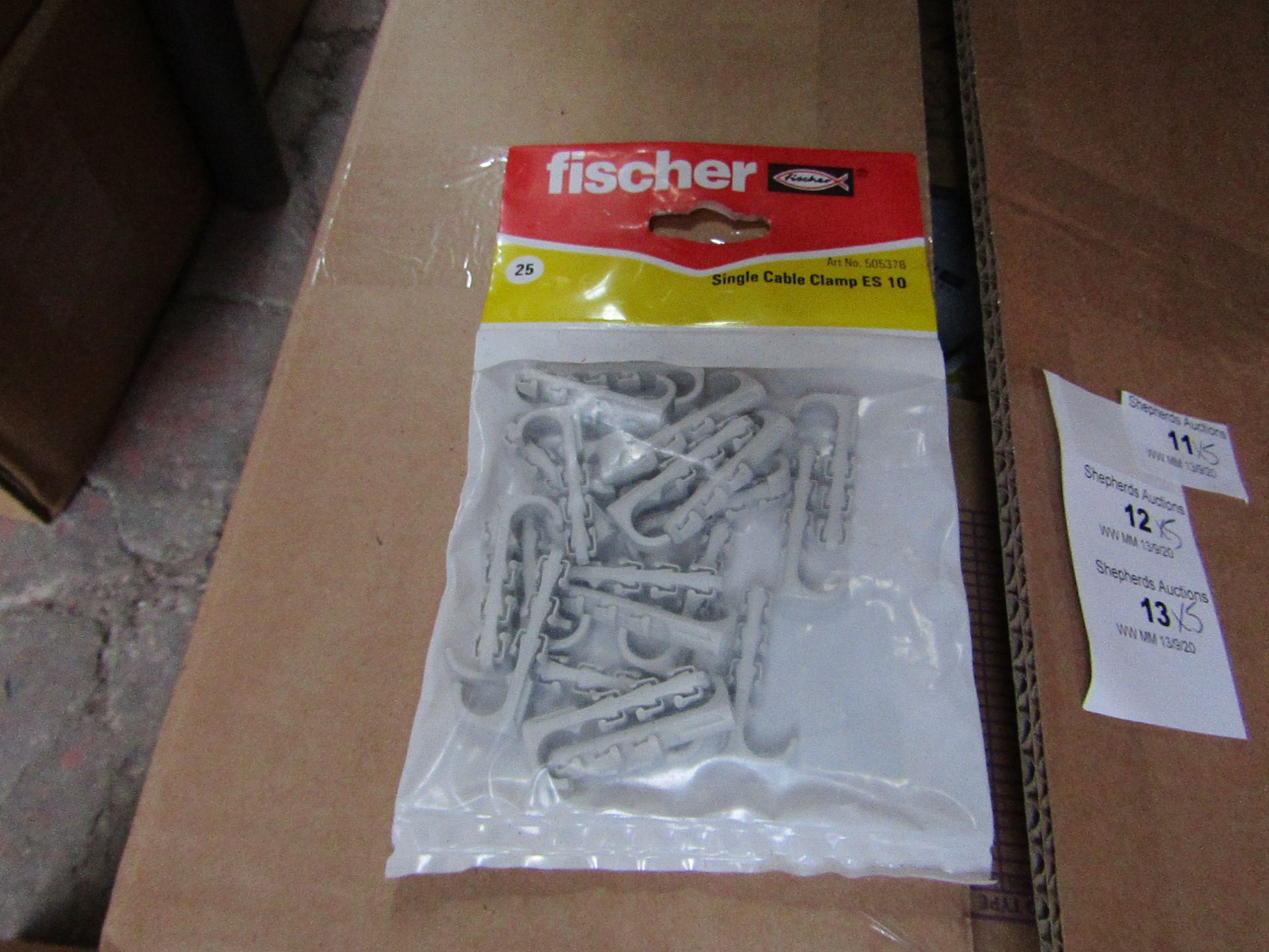 5x Fischer - Single Cable Clamp ES 10 - (Packs of 25) - New & Packaged.