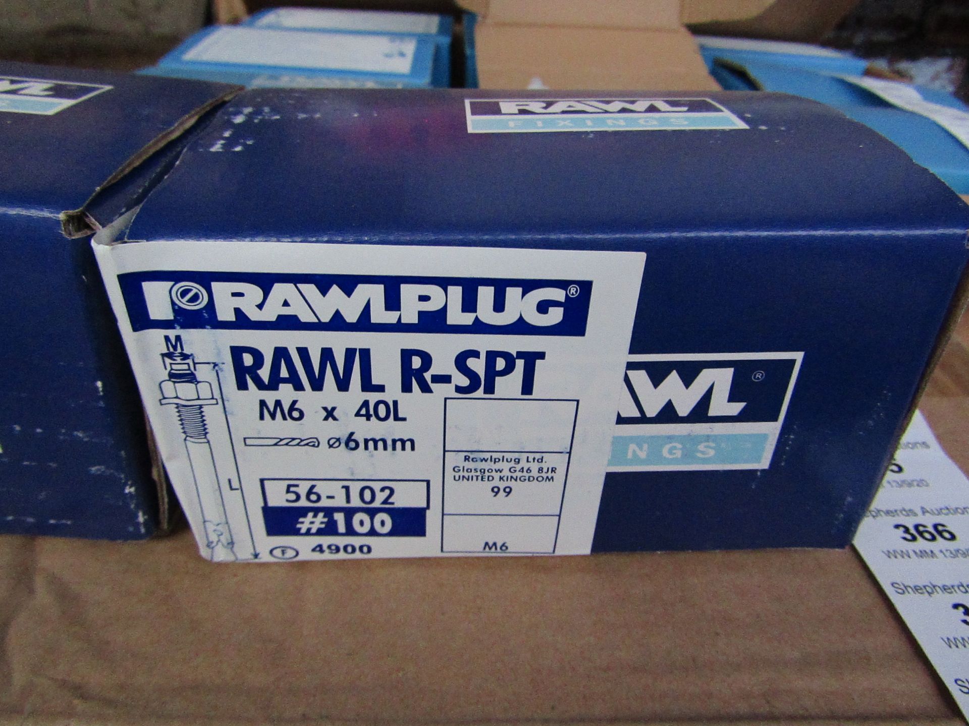 Rawl Fixing - Rawl Plug R-SPT M6 x 40L (6mm Drill Diameter) Box of 100 - New & Boxed.