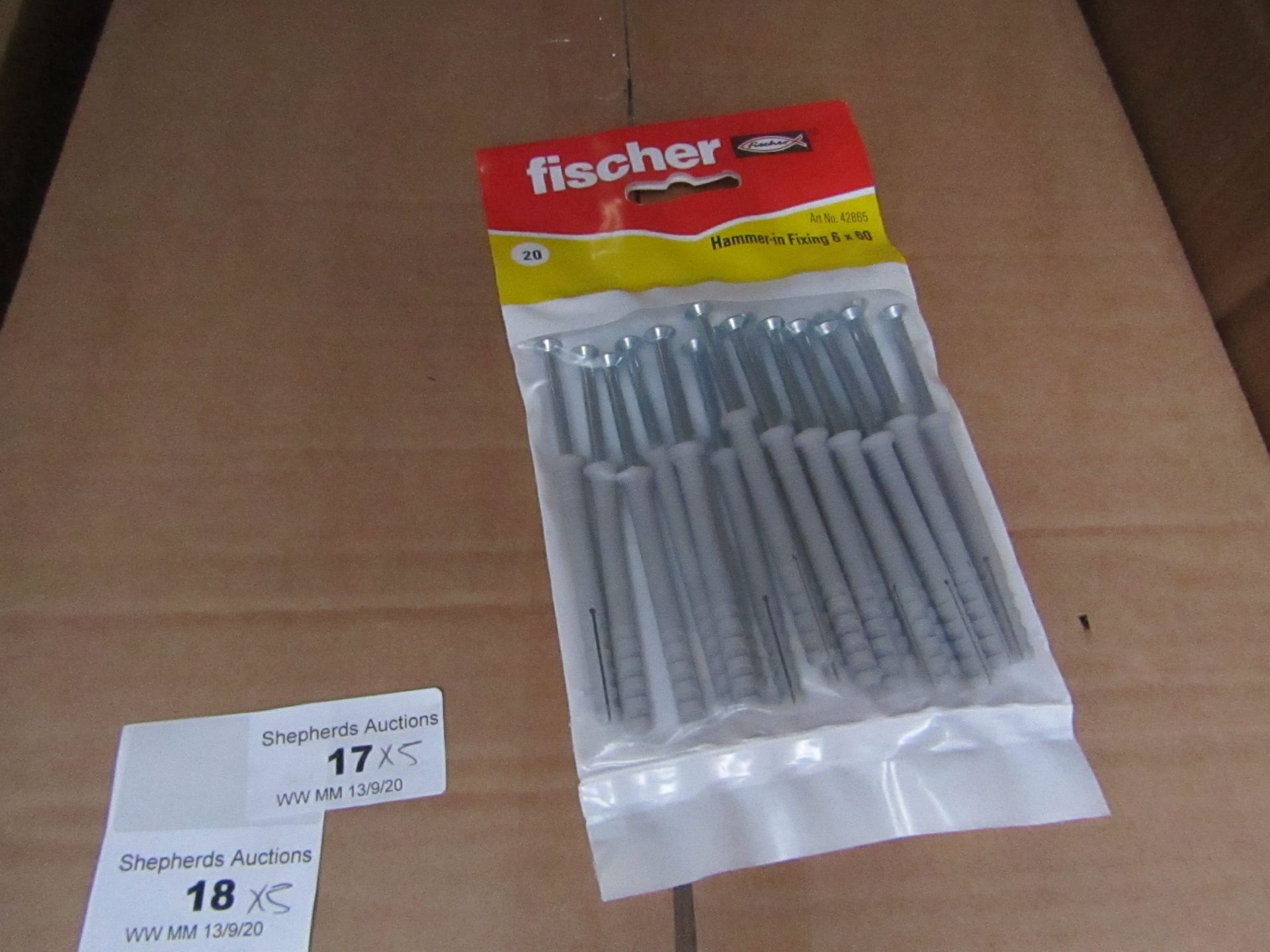 5x Fischer - Hammer- In Fixing 6 x 60 - (Packs of 20) - New & Packaged.