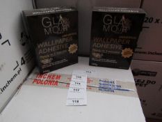 Box of 20x 200g packets of Glamour Effect extra strong Universal wall paper adhesive - New & Boxed.