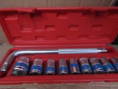 10 Piece MLG Tools socket set with L type handle - New & Boxed.