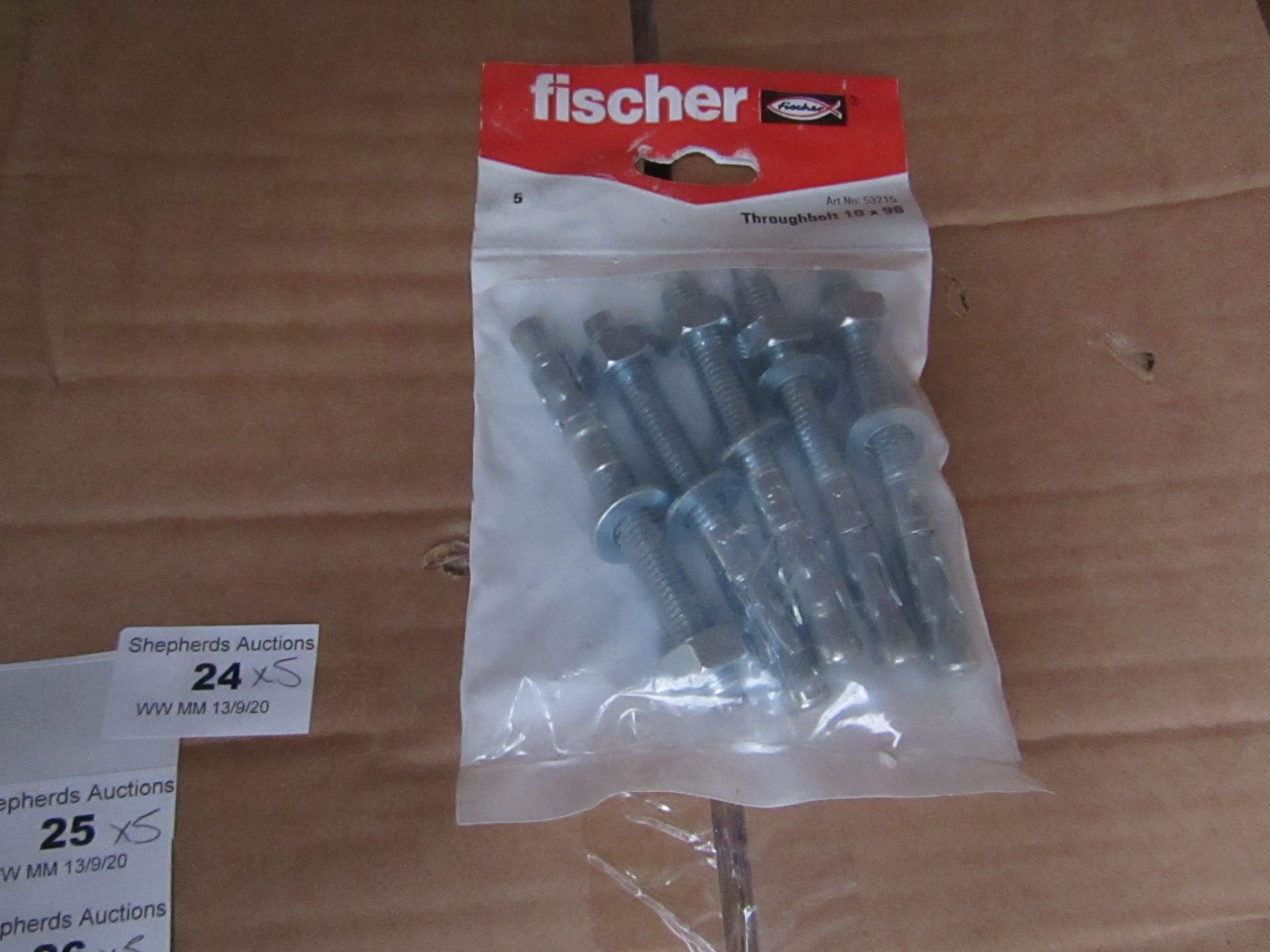 5x Fischer - Throughbolt 10 x 96 (Packs of 5) - New & Packaged.
