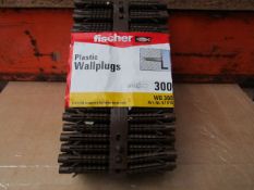 5x Fischer - Brown Plastic Wall Plugs (Packs of 300) - New & Packaged.