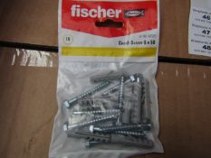 5x Fischer - Coach Screws 6 x 50 (Packs of 10) - New & Packaged.