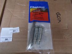 5x Rawl Plug - Loose Rawlbolt Brickwork Fixing (14mm) (Pack of 2 with Free 14mm Drill Bit) - New &