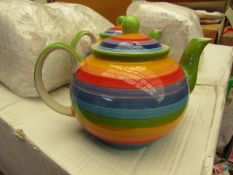 Large Rainbow Design Tea Pots. Unused & Packaged.
