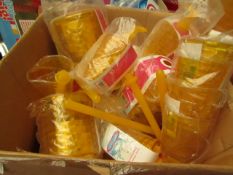 Box of Approx 15+ Yellow Bathroom Accessories From: Soap Dispensers, Toilet Brushes, Racks Etc.