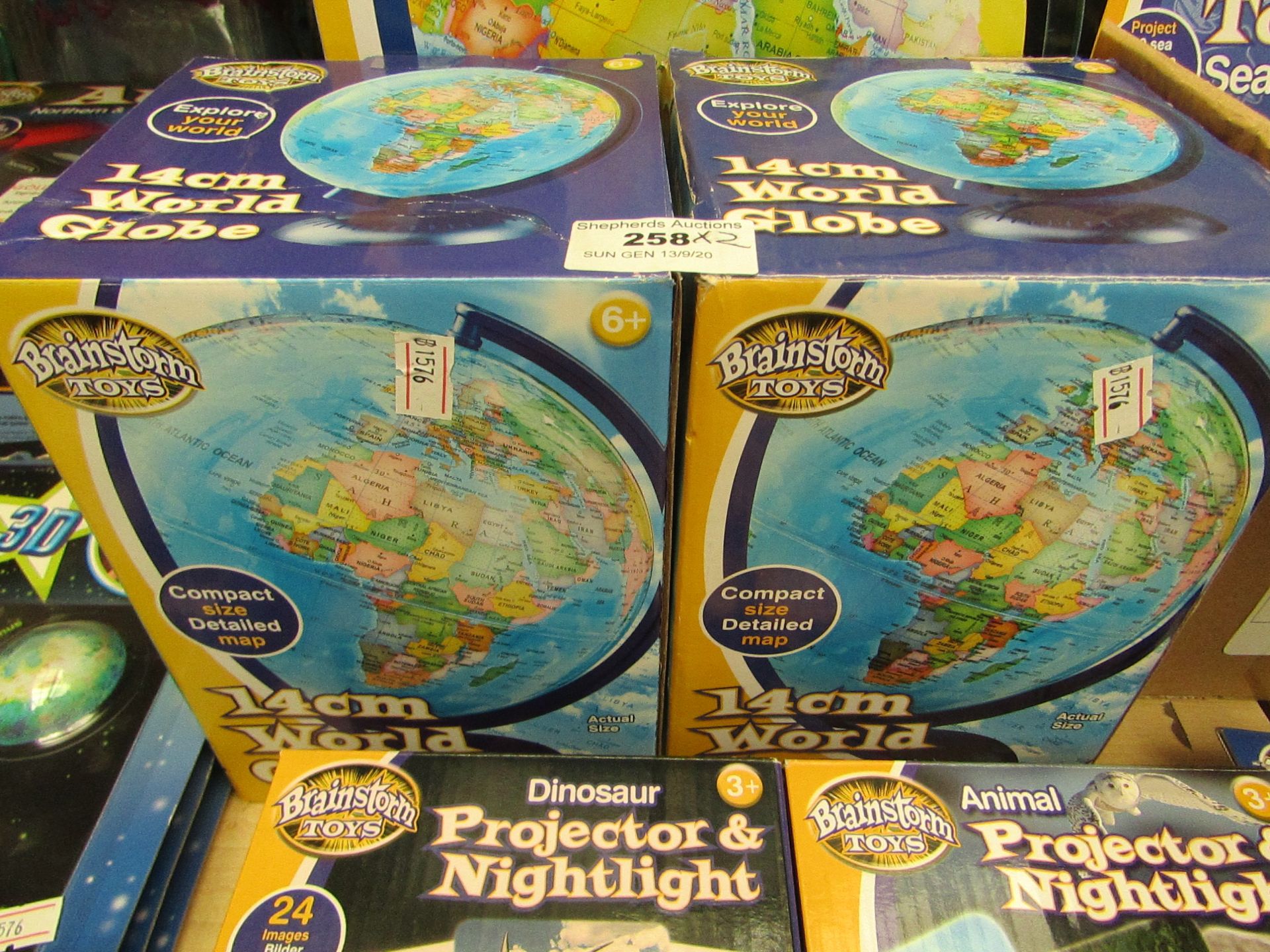 2x Brainstorm - 14cm World Globes - Boxed.