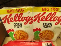 2 x 1kg Kelloggs Corn Flakes. BB 21/6/21