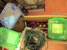 Boxed of Various Christmas Items : Being - Boubles, LED Multi Effect Lights - All Unchecked & Boxed.