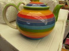 Large Rainbow Design Tea Pots. Unused & Packaged.