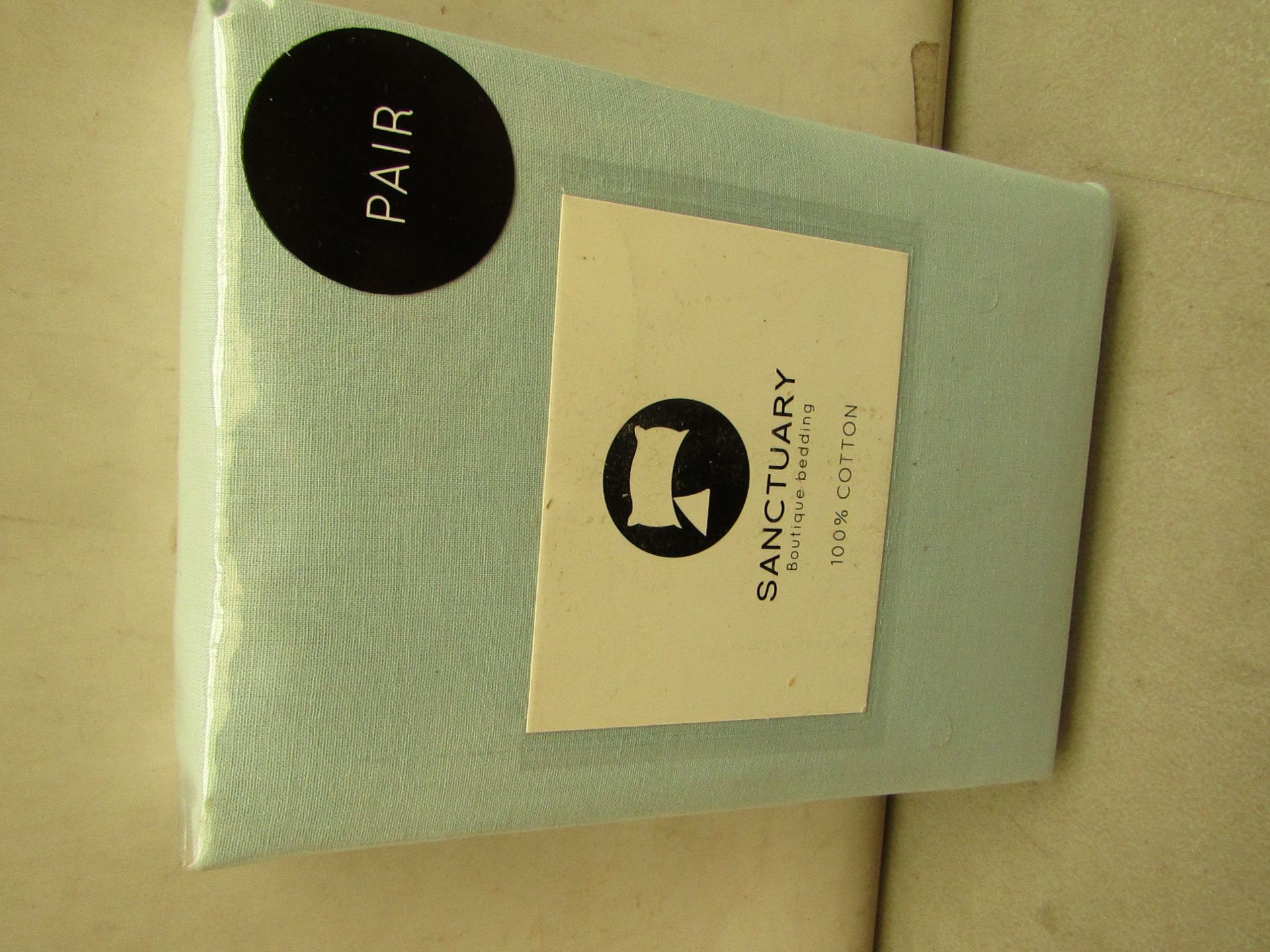 Pair of Sanctuary Duck Egg Pillowcases. New & Packaged