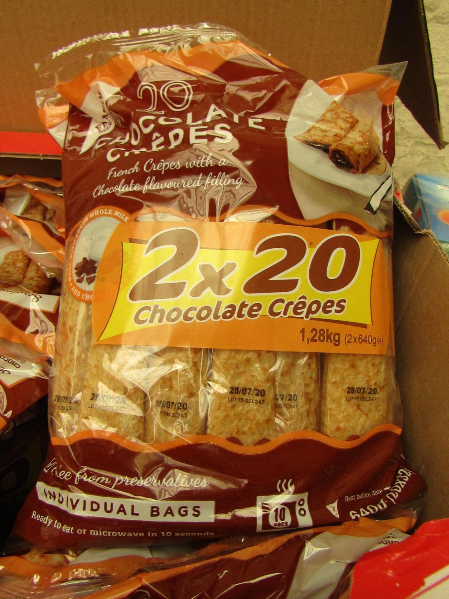20 Packs of 20 Chocolare Crepes. BB 28/7/20