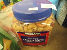 Kirkland 1.13kg Mixed Nuts. Tub is dinted but still sealed. BB Jan 2021