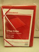 12 Packs of 5 Office Depot 3 Flap Folders. A4 Size. Unused & packaged