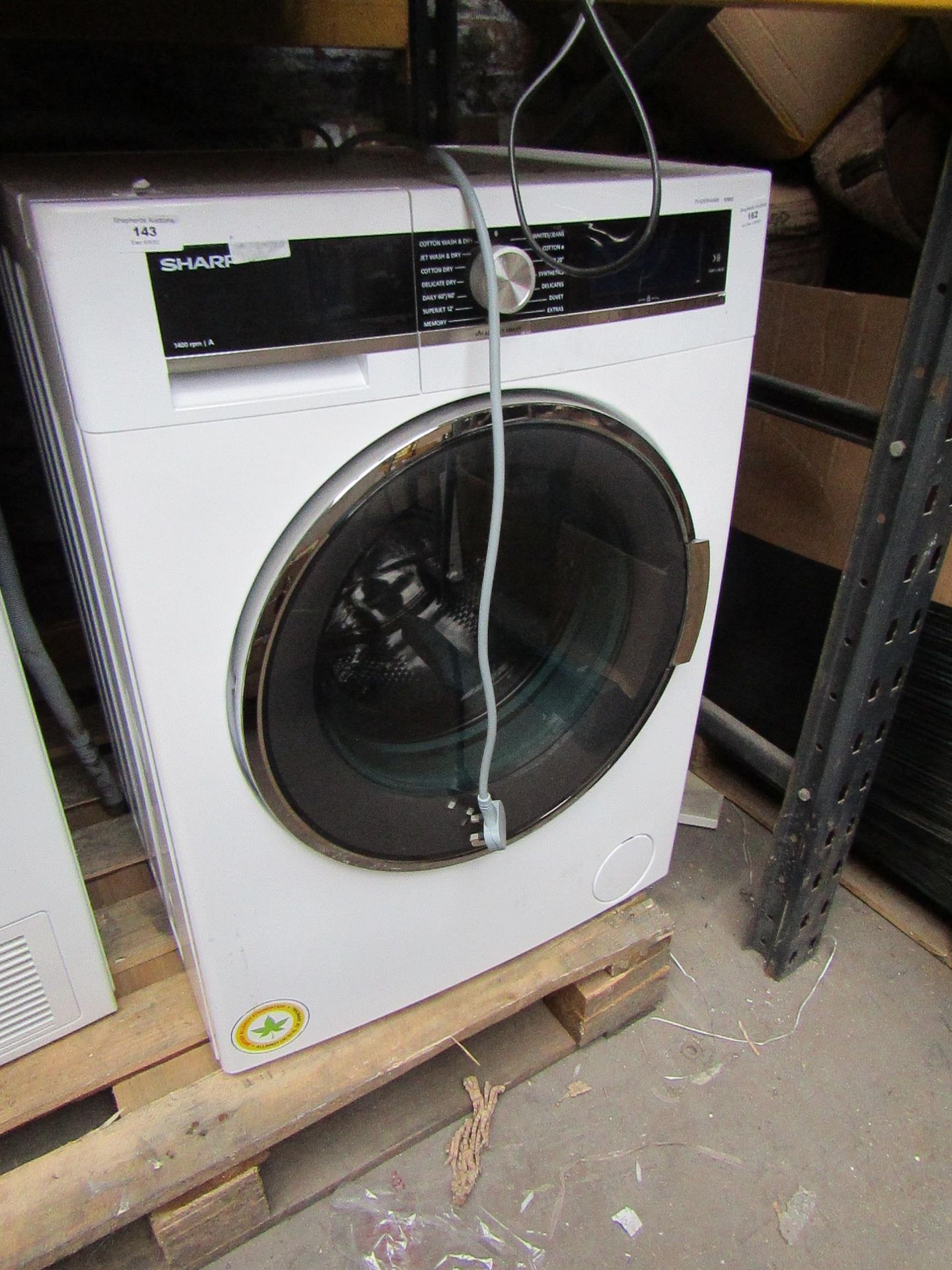 Sharp 1400RPM 9/6Kg washer / dryer, powers on and spins but not tested any other functions.