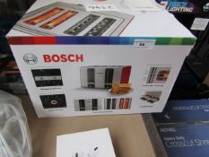 Bosch multi-purpose 4 slice toaster, tested working and boxed.