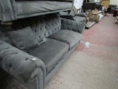 Chesterfield style 3 seater sofa, no major damage.