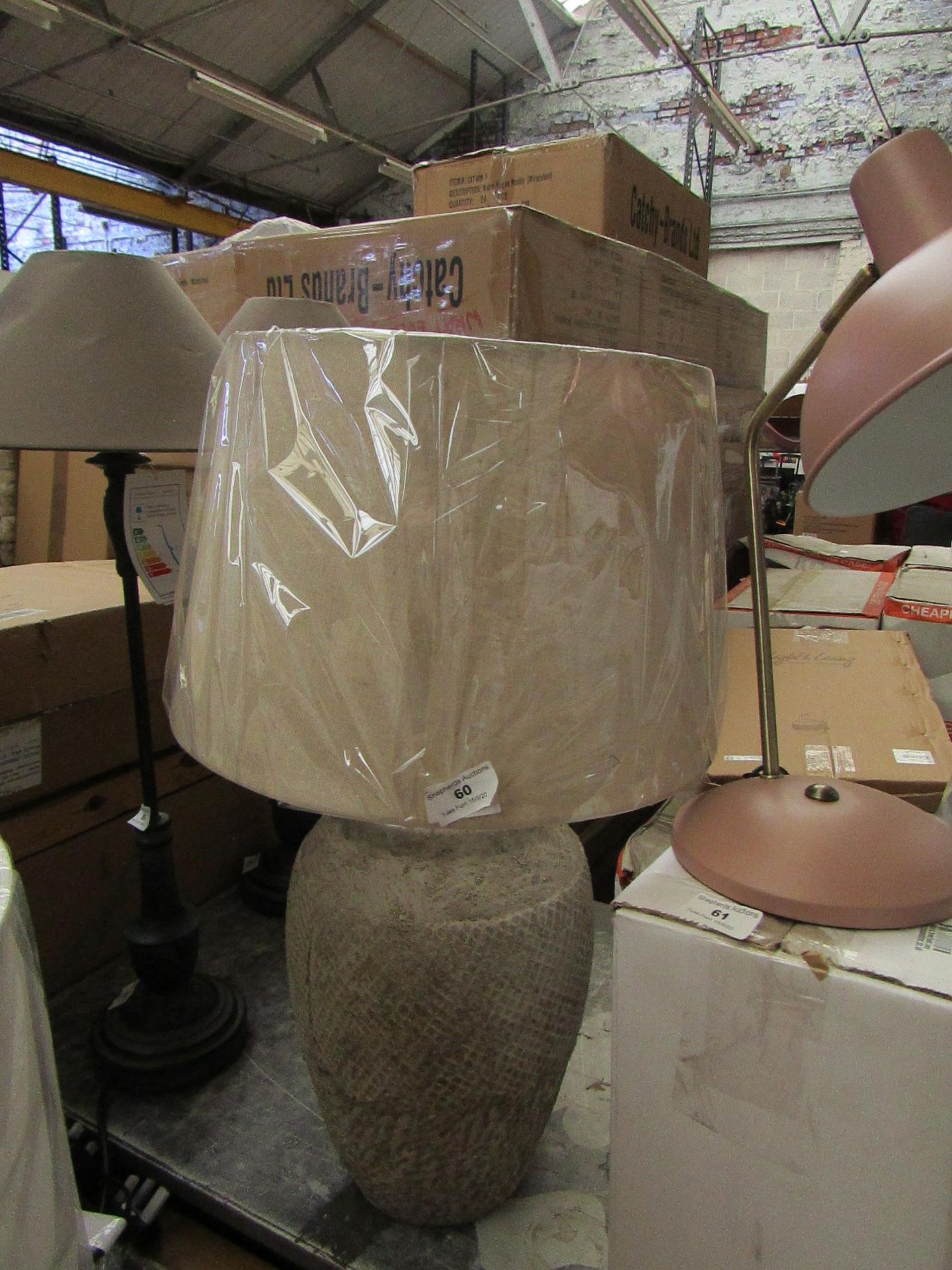 | 1X | COX & COX CONCRETE BASE WITH SHADE63 CM  LAMP RRP £125  | LOOKS NEW NO GUARANTEE