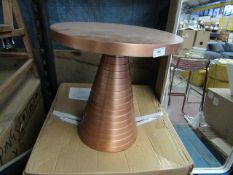 | 1X | FAIRBAIRN COPPER SIDE TABLE 46 H X 46 D CM | RRP £175 | HAS SOME SURFACE MARKS ON TOP | NO