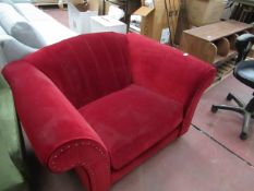 | 1x | SWOON RED VELOUR ARMCHAIR | MISSING A BACK LEG | RRP £- |