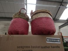 | 1x | COX AND COX SET OF 2 SEAGRASS BASKETS WITH LEATHER HANDLE | NEW NO PACKAGING | RRP £30 |