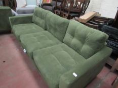 | 1x | SWOON GREEN VELOUR SOFA | NO LEGS AND A BIG RIP IN THE SIDE OF THE SOFA | RRP £- |