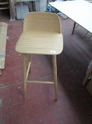 | 1X | DESIGNER OAK BAR HIGH STOOL | RRP CIRCA £275 | LOOKS UNUSED NO GUARANTEE |