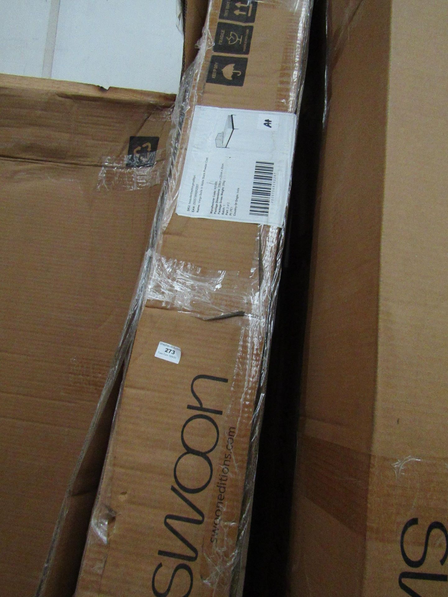 | 1X | SWOON VARGA  MATT BLACK KING BED FRAME, IN 2 BOXES | UNCHECKED FOR COMPLETENESS AND PARTS |