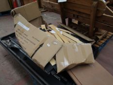 Pallet of Bayside dining table parts include 2 extending dining table tops and other parts, the tops