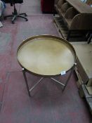 | 1x | COX AND COX LENOX TRASY TABLE IN ANTIQUE BRASS COLOUR | FINISH IS CHIPPED IN PLACES | RRP £95