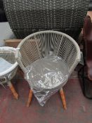 | 1x | OUTDOOR LIVING CHAIR AND GLASS TOPPED SIDE TABLE | DOESN'T APPEAR TO BE ANY MAJOR DAMAGE |