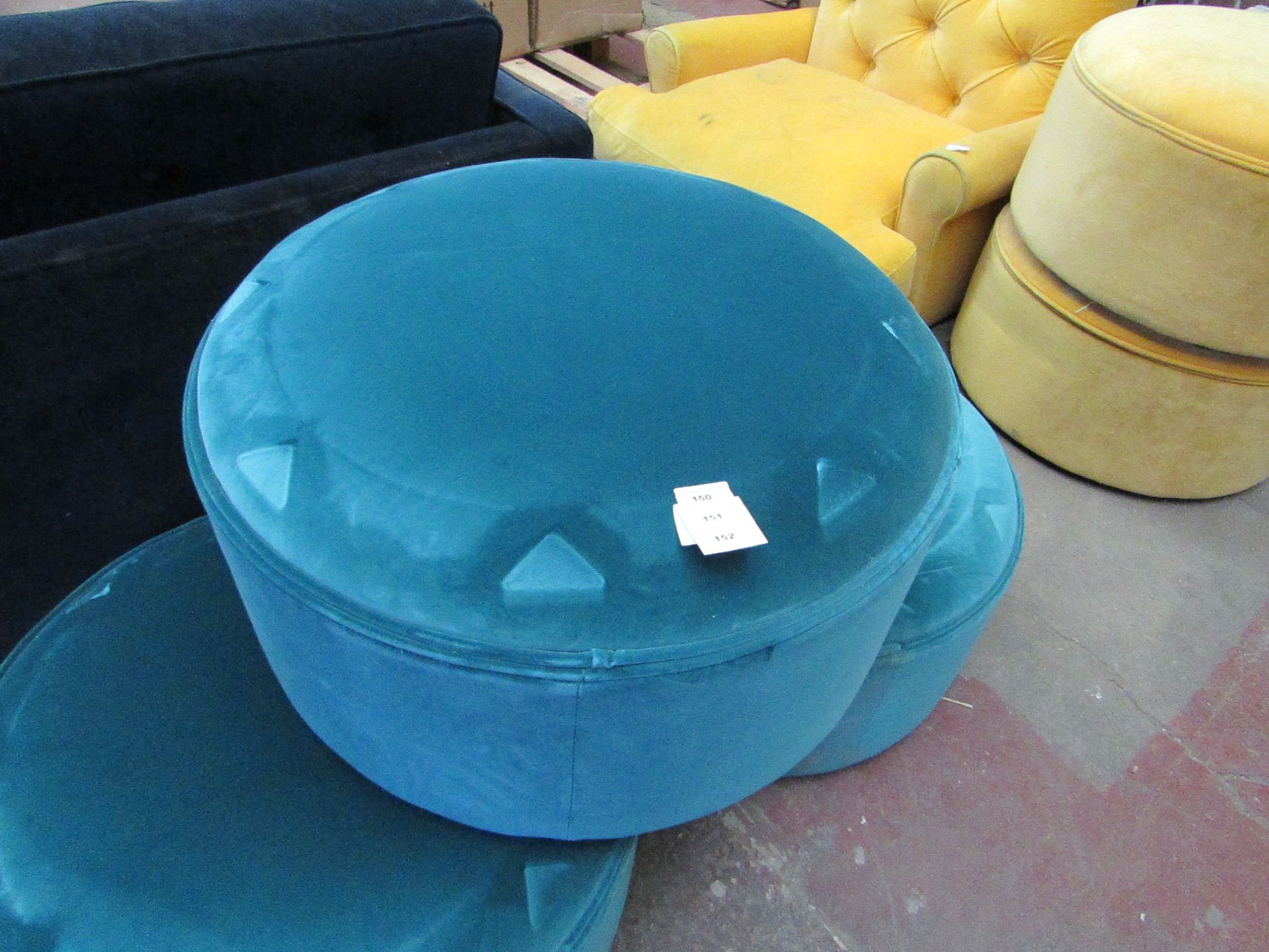| 1x | SWOON CIRCULAR FOOTSTOOL | FEW MARKS AND COULD DO WITH A CLEAN, HAS IMPRINTS OF THE FEET FROM