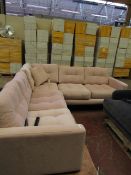 | 1x | SWOON LARGE PINK VELOUR CORNER SOFA, IT IS MISSING 2 LEGS AND COULD DO WITH A CLEAN ON A